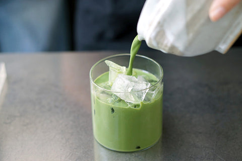 Delicious Iced Matcha Latte Being Served